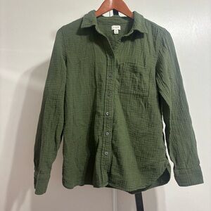 Jcrew green button up shirt size medium